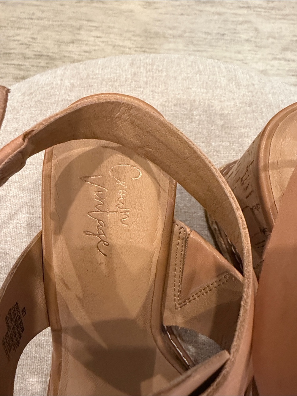 Crown Vintage Cognac Leather Strappy Wedge Sandals - Picture 2 of 9
